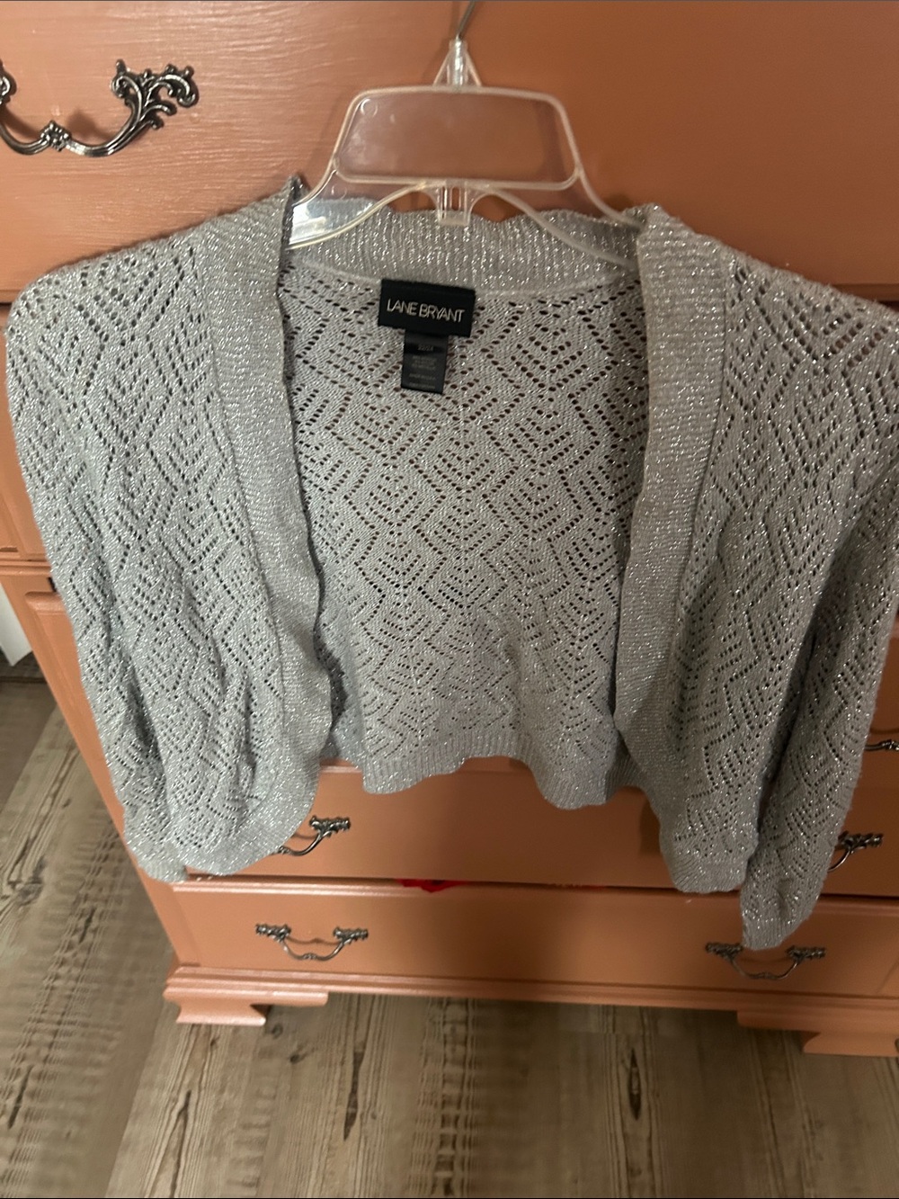 Lane Bryant Silver Open-Face Shimmer Cardigan